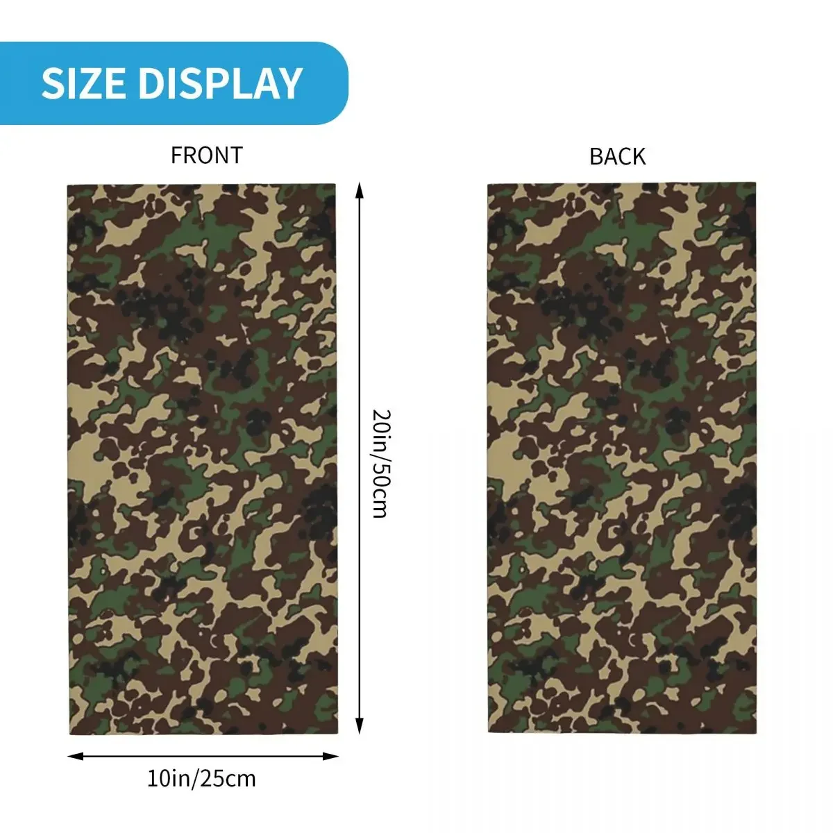 Flecktarn Camouflage Bandana Ghetta per il collo Sciarpa per il viso stampata Fascia calda per equitazione per uomo Donna Adulto per tutte le stagioni