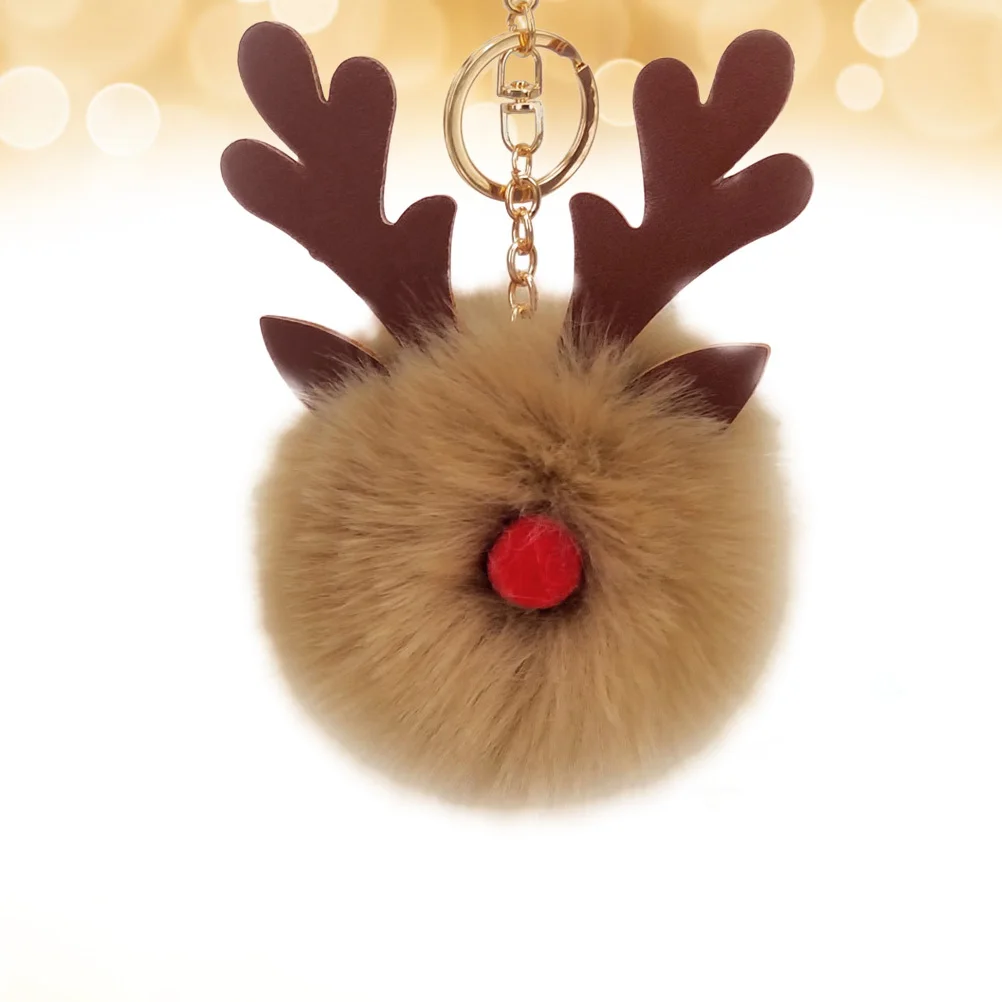 키링 키체인 키링 폼폼 펜던트 소녀용 가방 지갑 자동차 장식 선물 카키색