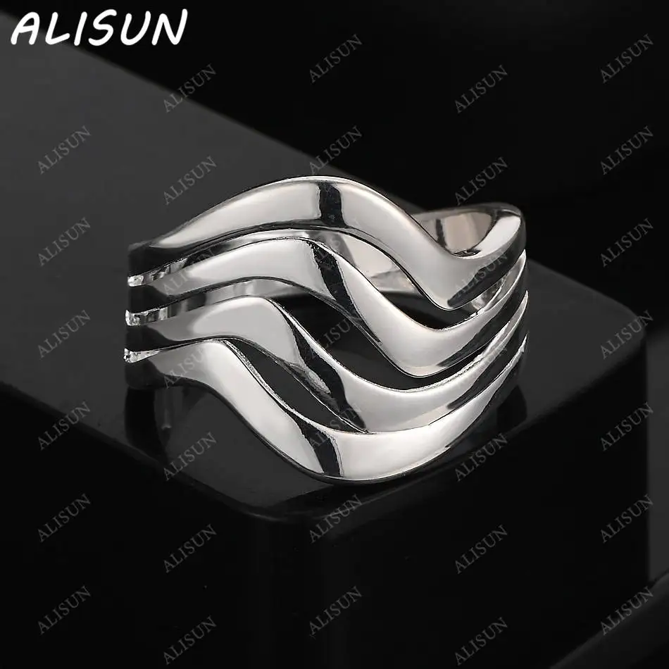 

ALISUN 925 Sterling Silver Size 6-10 Designer Wide Ring For Women Men Fashion Jewelry Charm Grace Noble Wedding Accessories