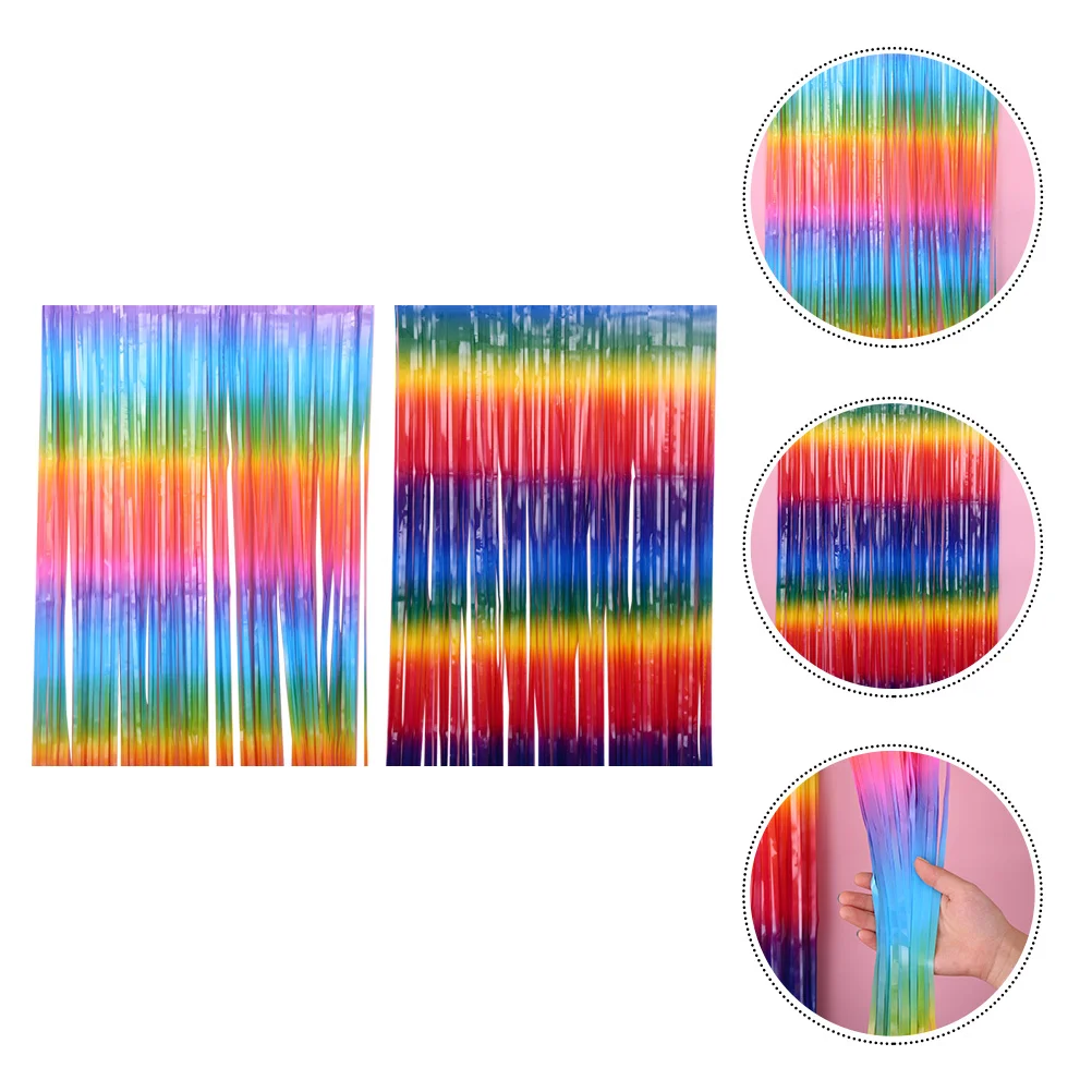 2 قطعة ستائر هامش ملونة مادة مميزة ديكور حفلات مشهد الزفاف ديكور المنزل ستارة نافذة الباب مقسم اللافتات