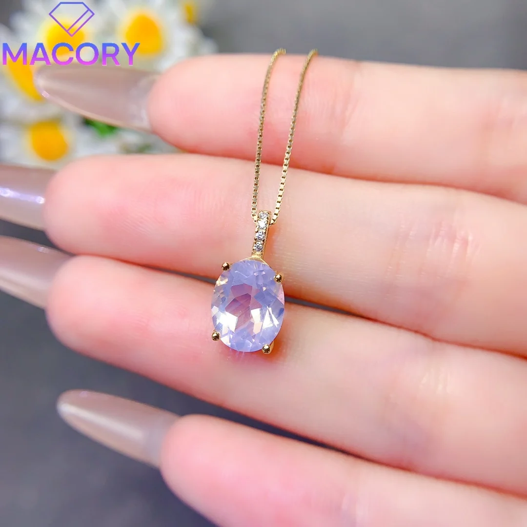 925 Silver Jewelry Certification Original Natural Lavender Pendant Necklace Female Free Delivery Female Chain Exquisite