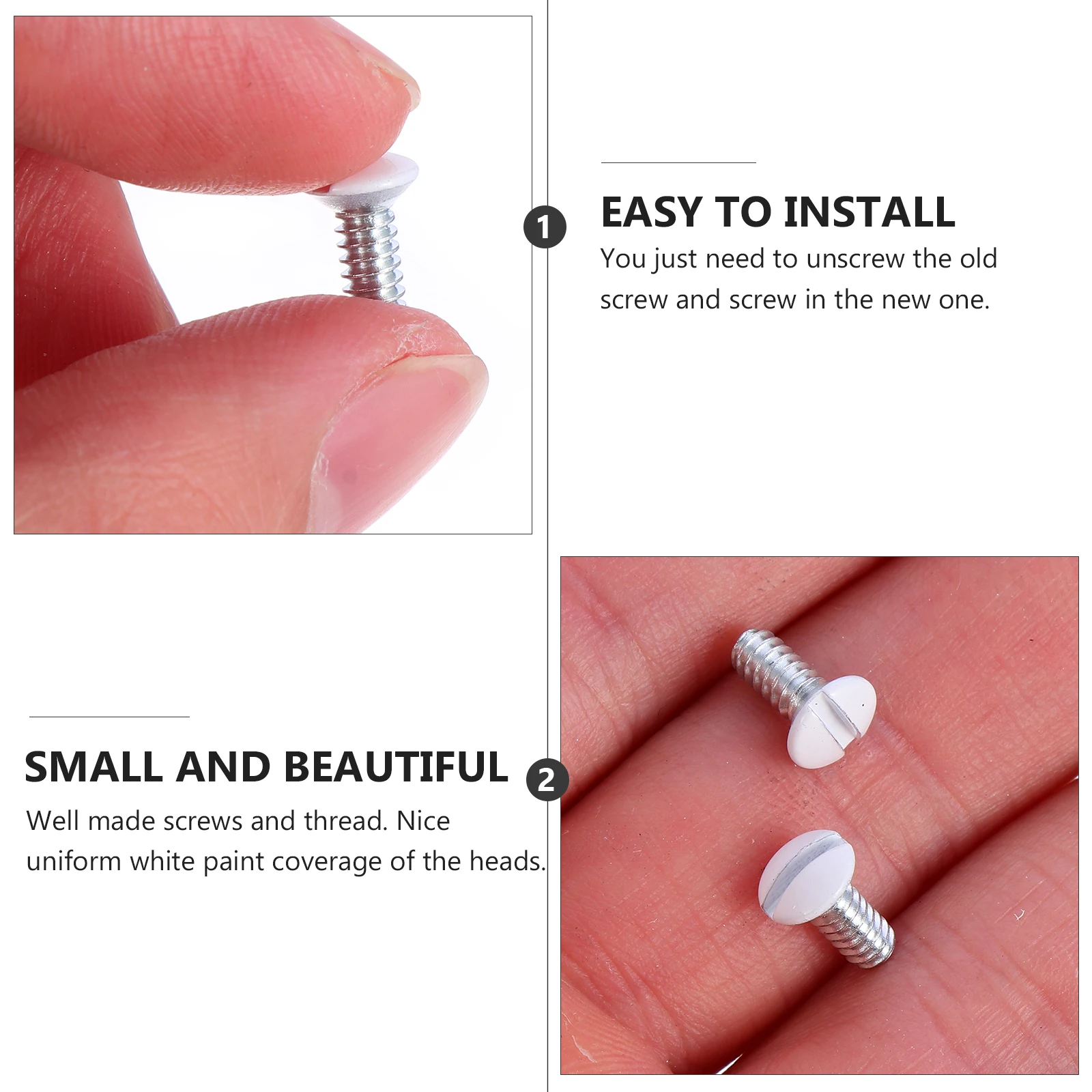 

200Pcs White Wall Plate Outlet Screws Milled Thread Oval Head Covers Fix Replacement Parts for Electrical Switches