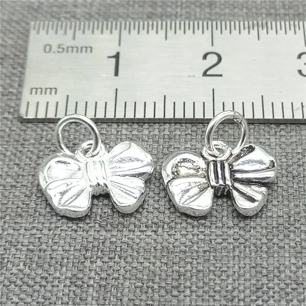 2 Pieces Bow Knot Charms Double Sided in 925 Sterling Silver for Necklace Bracelet and Earring Making