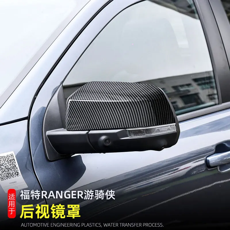 

Carbon Fiber For Ford Ranger T9 2023 2024 Side Rearview Mirror Cover Frame House Shell Trim Sticker 2pcs Car Exterior Accessorie