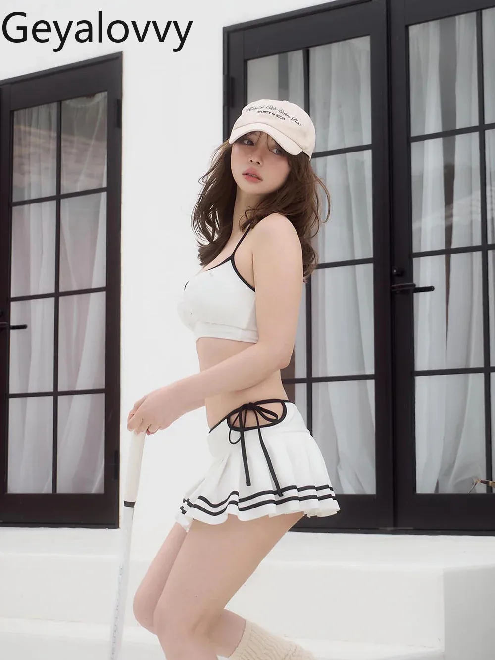 Japanese Style Sweet Sexy Halter Two-piece Swimsuit -cute Bikini Skirt 2026 Summer New Women Collection Swimwear Vacation Bikini