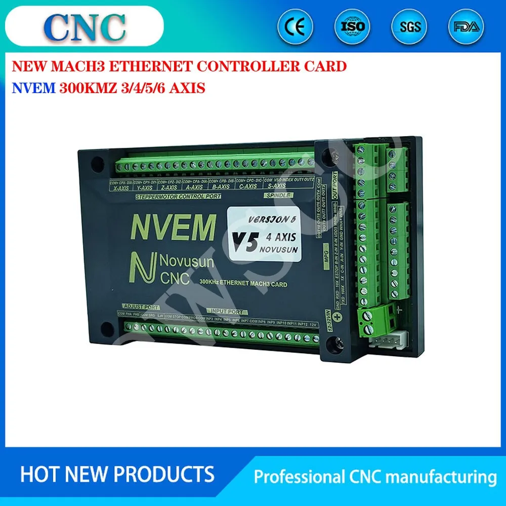 Newly upgraded mach3 NVEM V5 4-axis motion control card 300KMz engraving machine controller supports standard G code