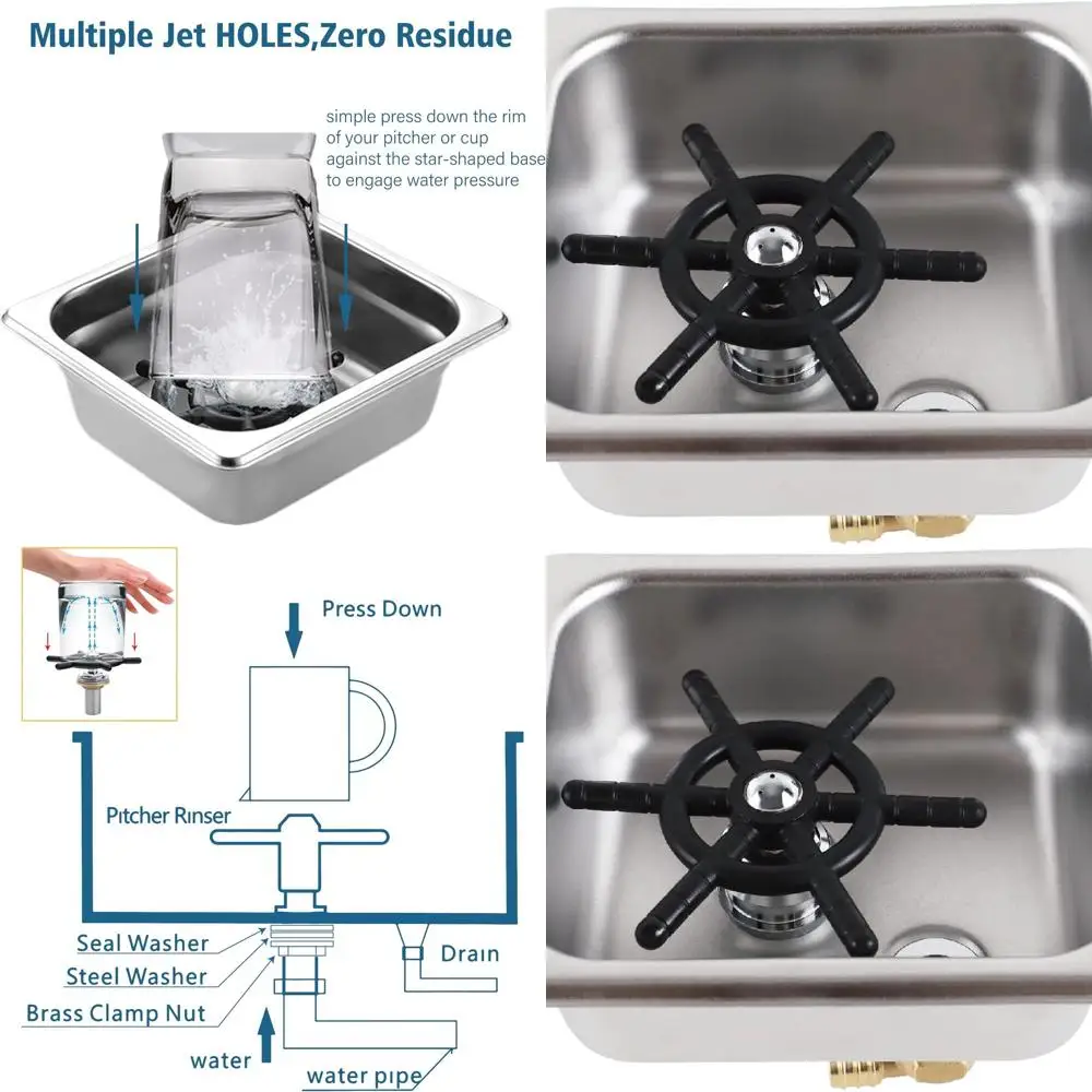 

Solid Brass & 304 Stainless Steel Glass Rinser with Drain Tray for Kitchen, Home, Hotel & Restaurant Use