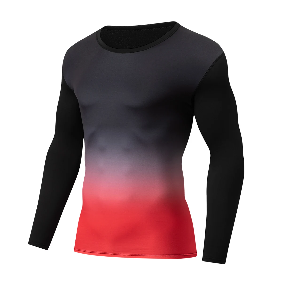 1/2 Piece Autumn/Winter Men's And Teenagers' Fashionable Gradient Long Sleeved T-shirt Casual Sports Running Base Underwear Set - view 3