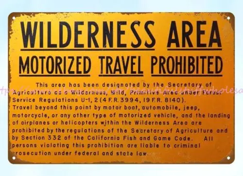 Wilderness Area metal tin sign old fashioned