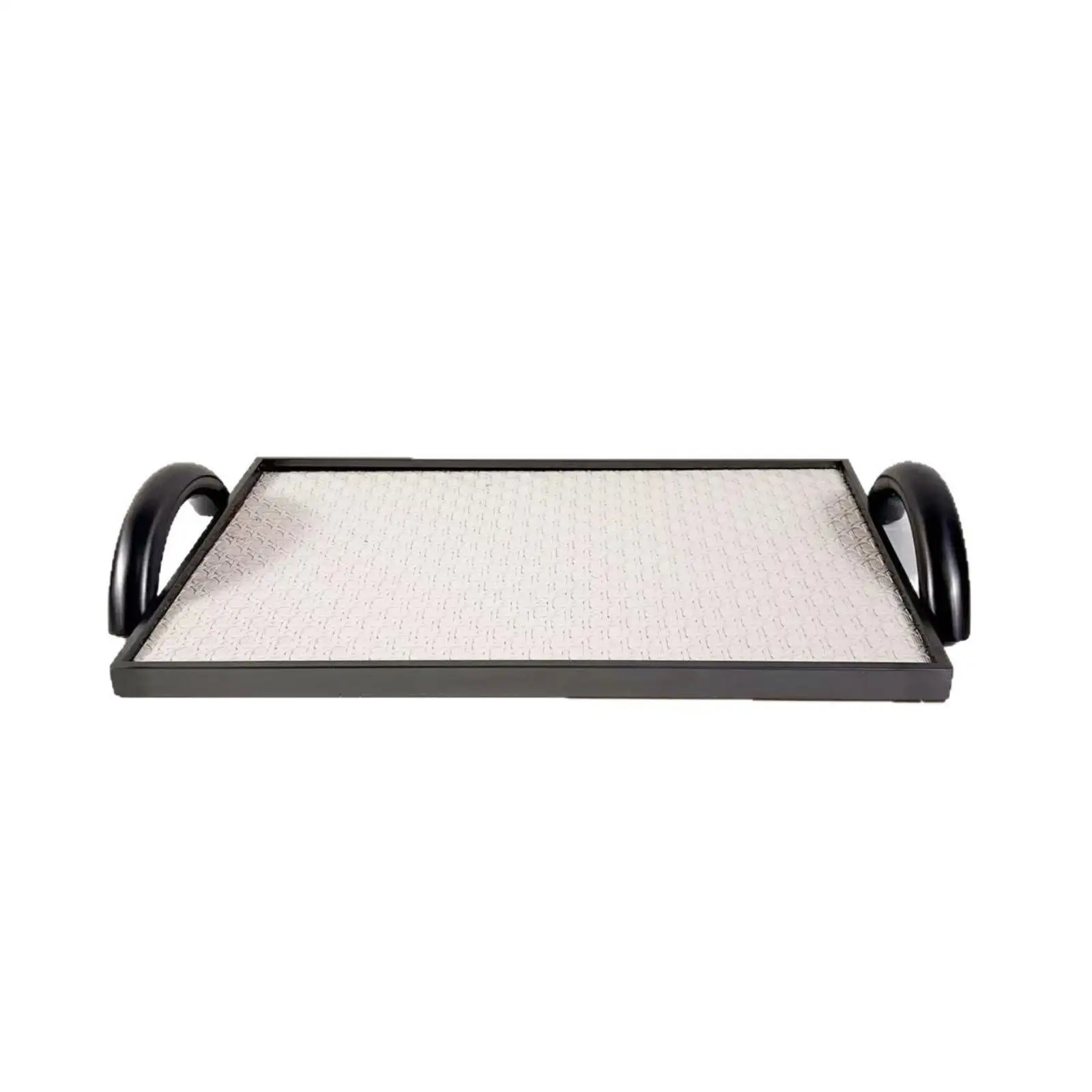 Low Profile Stainless Steel Decorative Tray Rectangle with Handles Textured Insert Trinket and Accessory Tray for Home
