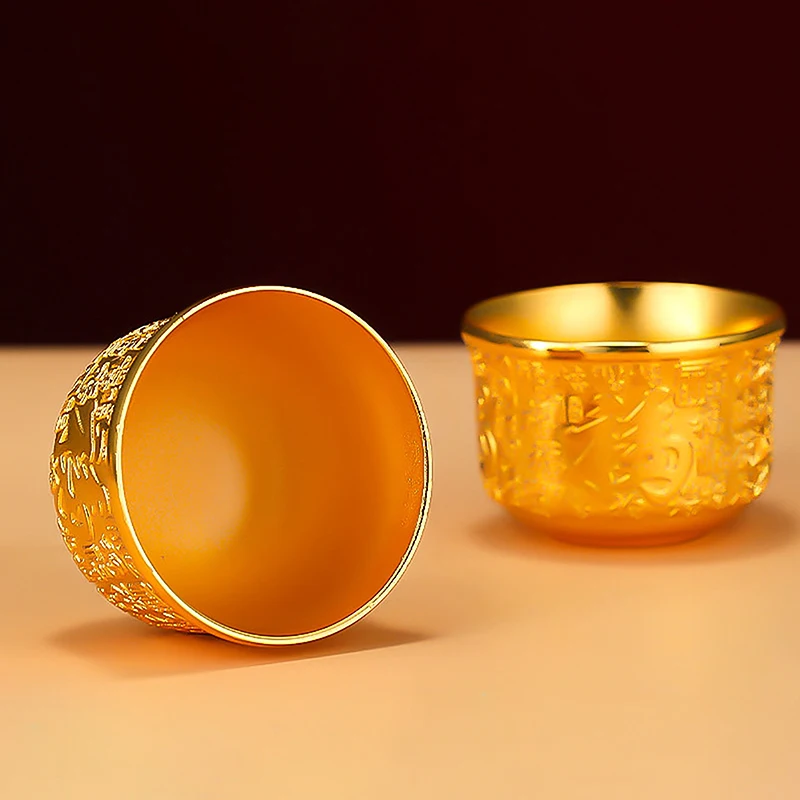 Nuevo tazón de latón para servir, taza, Ritual chino, oferta budista, tazón de agua, contenedor de té de agua con templo de adoración tibetano de latón 2024