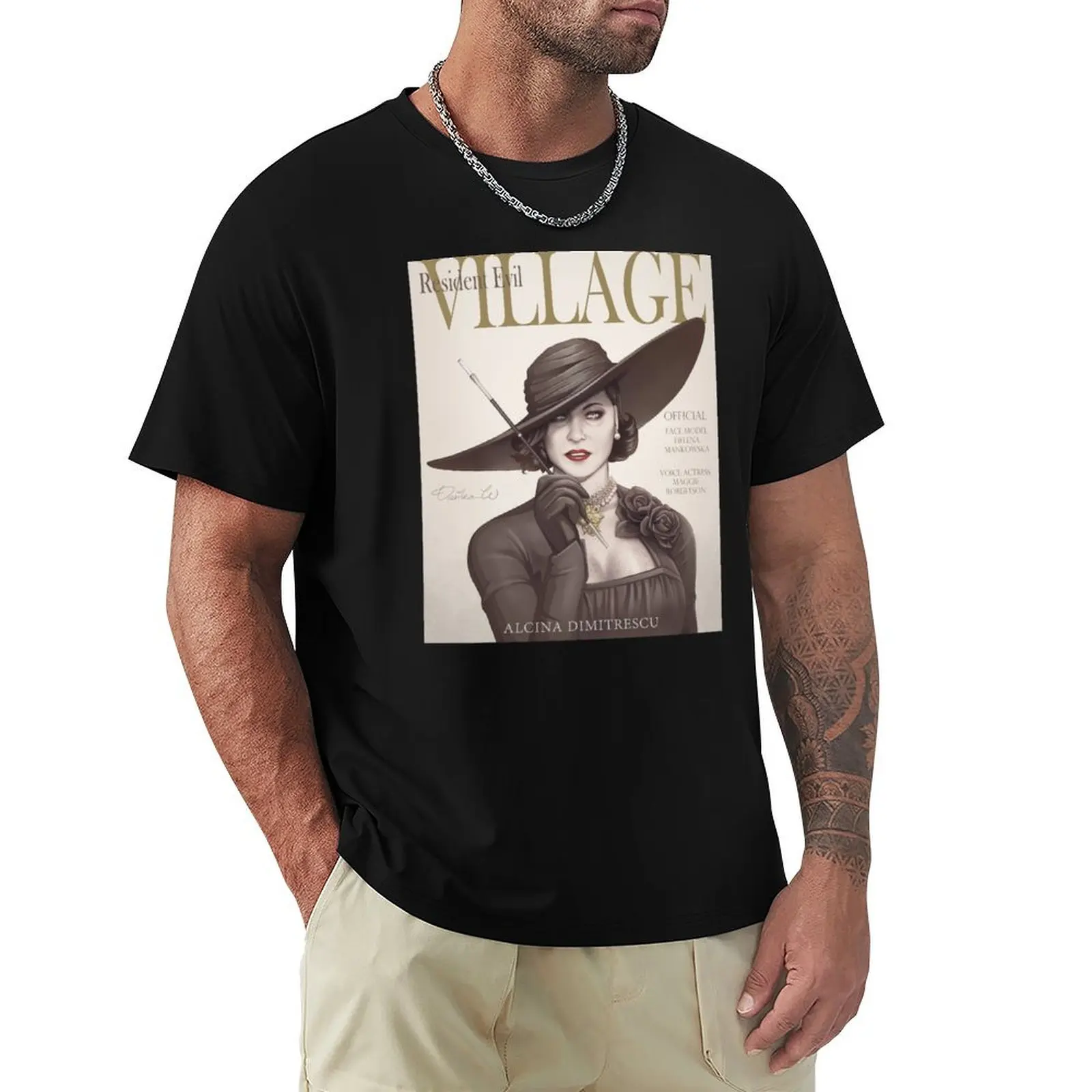 Lady Dimitrescu magazine cover T-Shirt Durable Work Wear T-Shirt