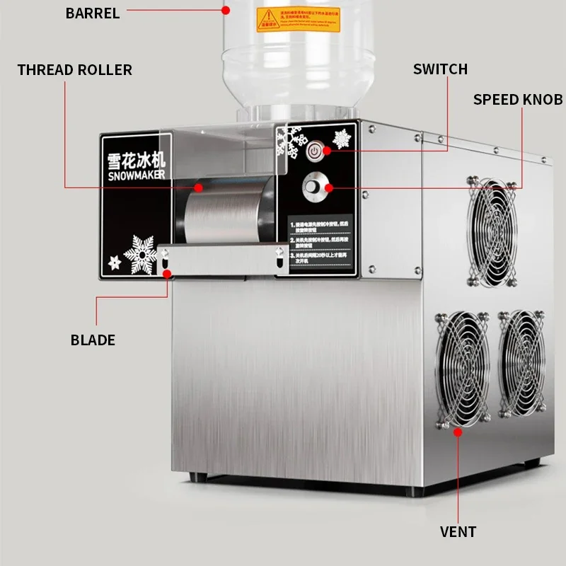 Máquina de afeitar comercial para hielo en nieve, máquina de afeitar Bingsu para hielo de copo de nieve, Europa, 120kg/24h