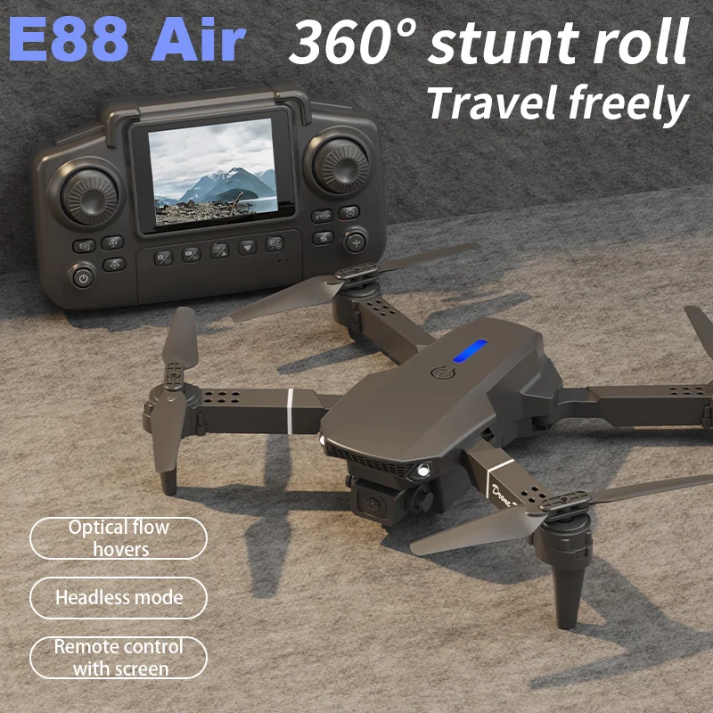 

New E88 Air Drone With 2.4inch Screen-Controller 4K HD Dual Camera Optical Flow 5G Wifi FPV Foldable Remote Control Toy Aircraft