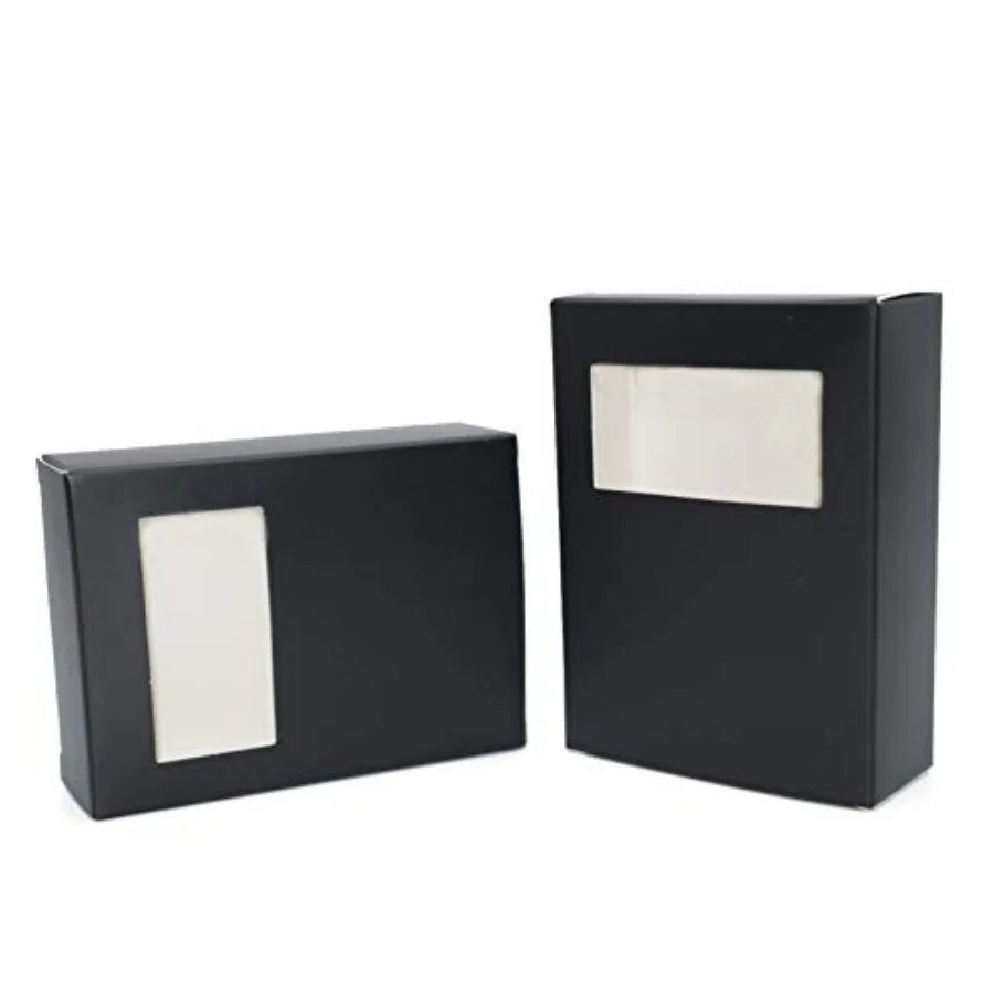 

pcs Black Soap Packaging Boxes for Homemade Soap, Kraft Paper Soap Boxes with Rectangle Open Window