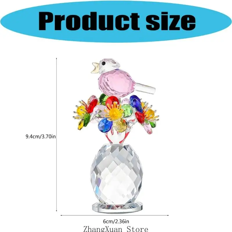 Klare facettierte Kristallblumenfigur für Eingangsregal und Beistelltischdisplay 3XUF – Detail 6