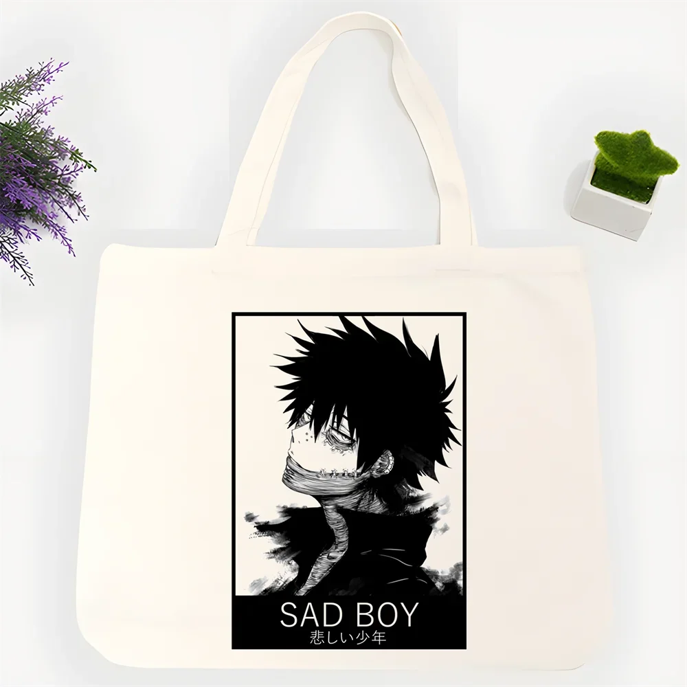 حقيبة تسوق مضحكة من دابي جرافيك حمل هاراجوكو حقيبة كتف نسائية من القماش من Ulzzang صديقة للبيئة ذات سعة كبيرة