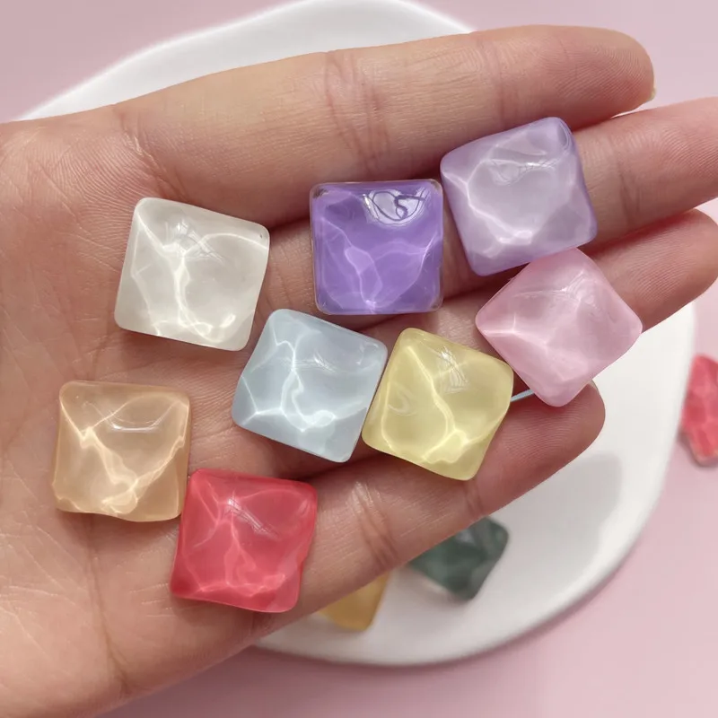 Wholesale 16mm Square Water Ripple Resin Patch DIY Shoes Phone Case Beauty Jewelry Earrings Hairpin Making Necessaries Trinkets