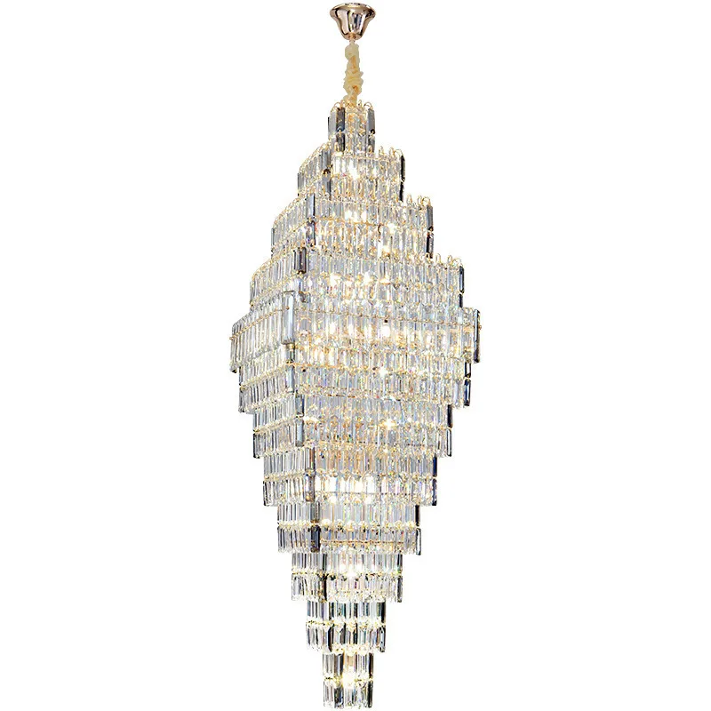 

Duplex building, chandelier, villa, living room, crystal, hollow, light luxury