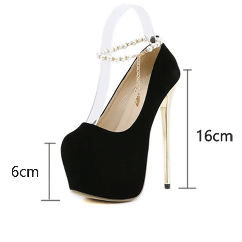 NEW Women\'s Stiletto Sexy 16cm High Heels Shoes Women Black Pumps Spring Casual Shoes Female Platform Weding Shoes Plus Size