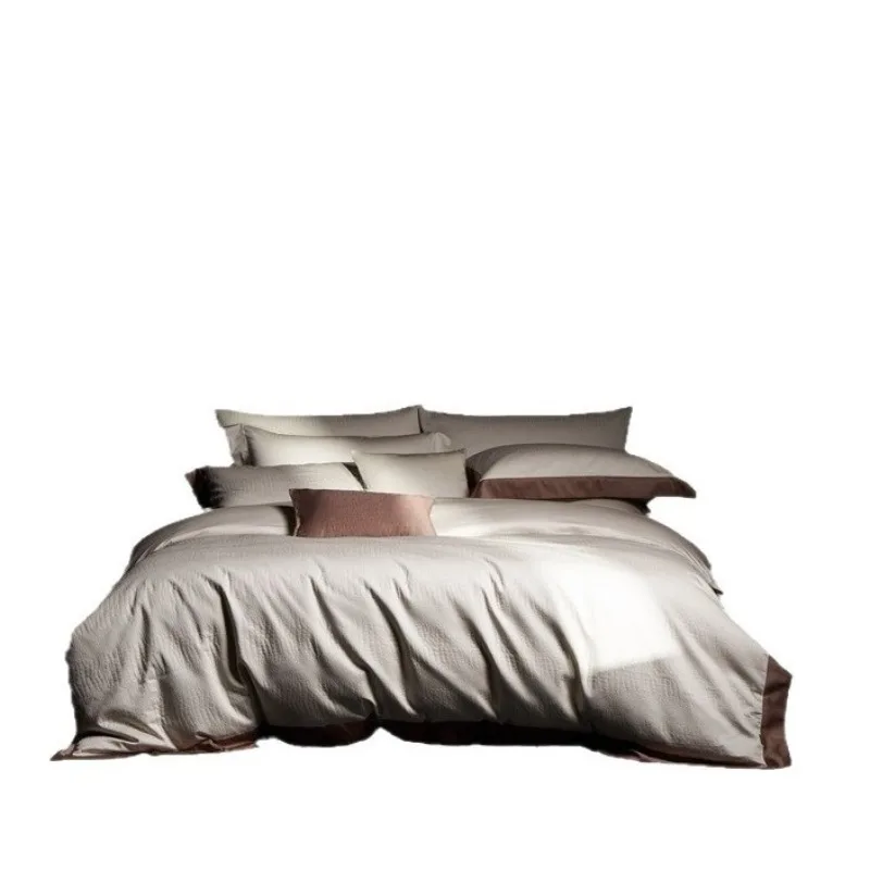 Four-piece cotton thick woven jacquard quilt cover, high-grade texture model room bedding