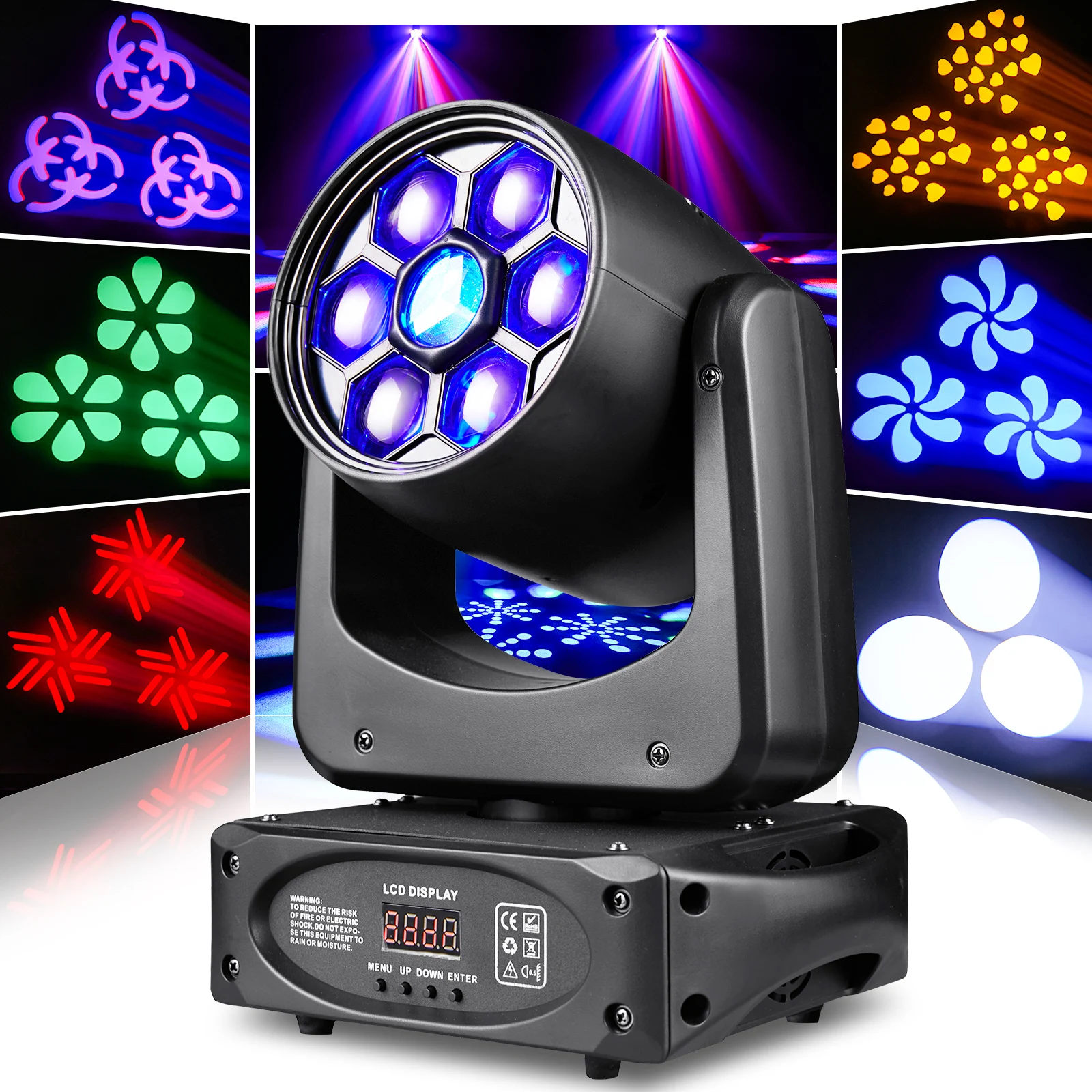 bee eye beam spot pattern gobo led rgbw prisma strobe moving head iluminacao de palco fieryzeal party casamento novo 150w 01