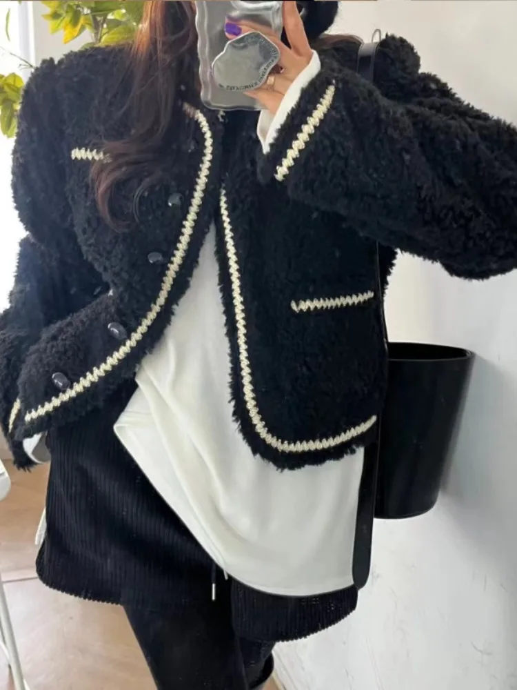 

Thiened ort Fur Coat Women Autumn Winter New Sle Korean Sle Patchwork Color Lace Trim Skin And Fur Inteated Warmth ...