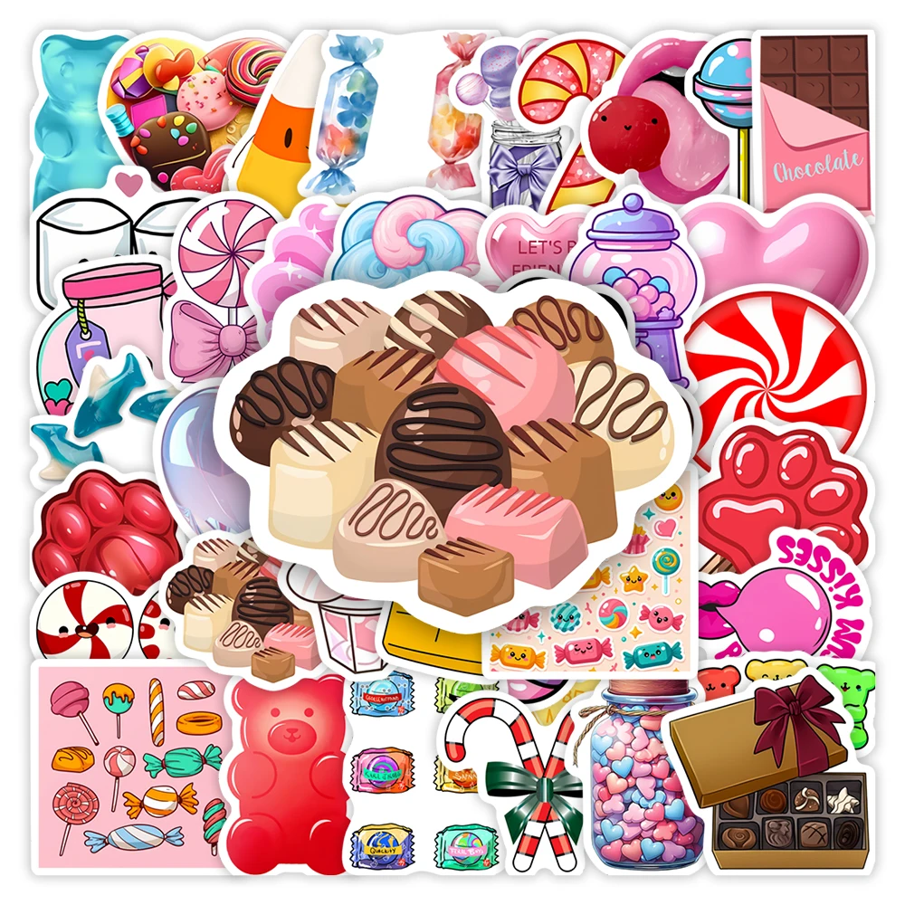 Cute Cartoon Candy Stickers Chocolate Lollipops Gummies Gift Decorative Decal for Scrapbook Journal Luggage Bottles Waterproof