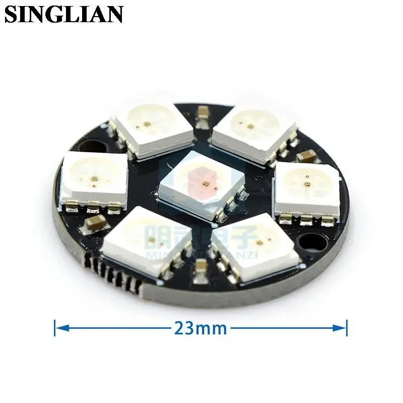 7-Bit Ws2812 5050 Rgb Led Licht Ingebouwde Full Colored Drive Intelligente Ontwikkeling Board Ronde Ring Module 7 Led Lamp Kraal