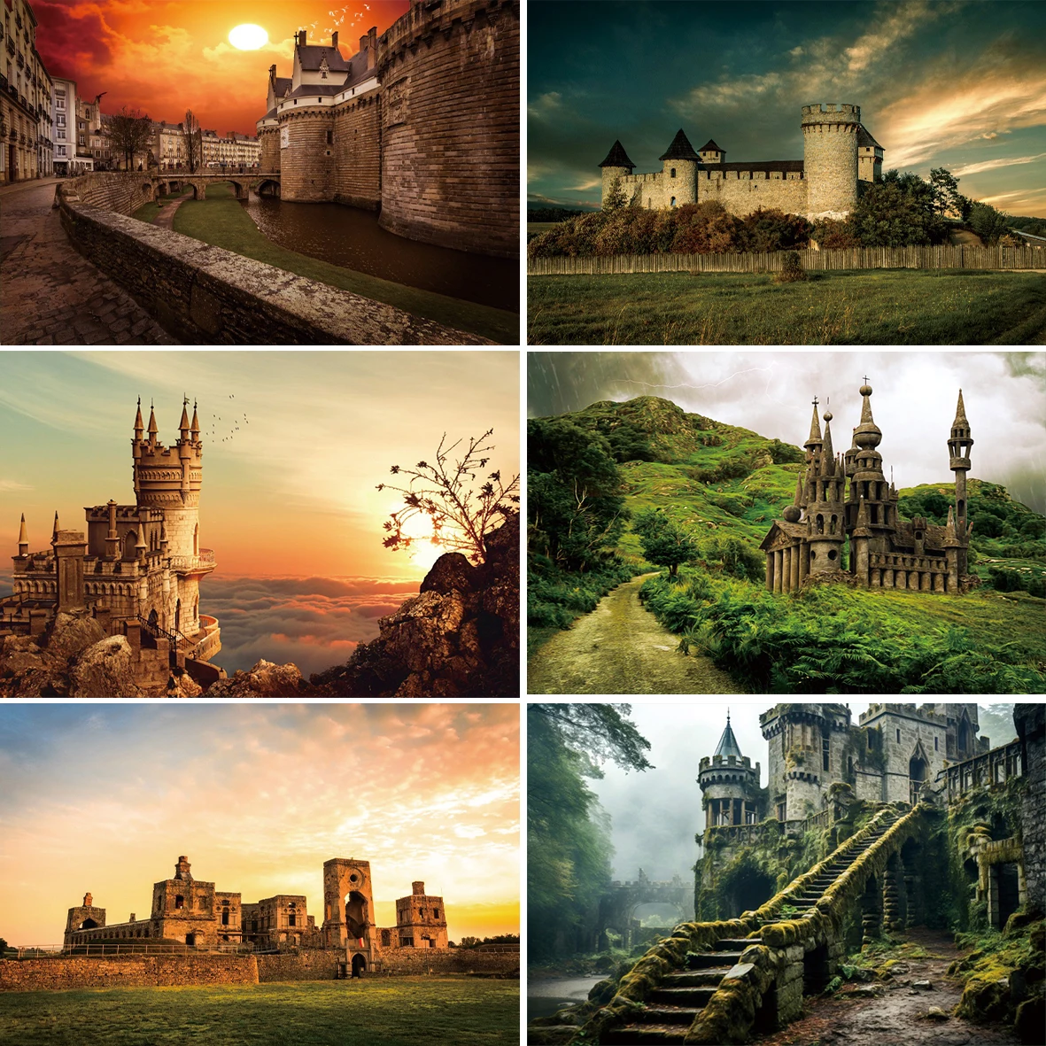 Medieval Castle Building Photography Background Historic Architecture Landscape Forest Indoor Portrait Photo Backdrops