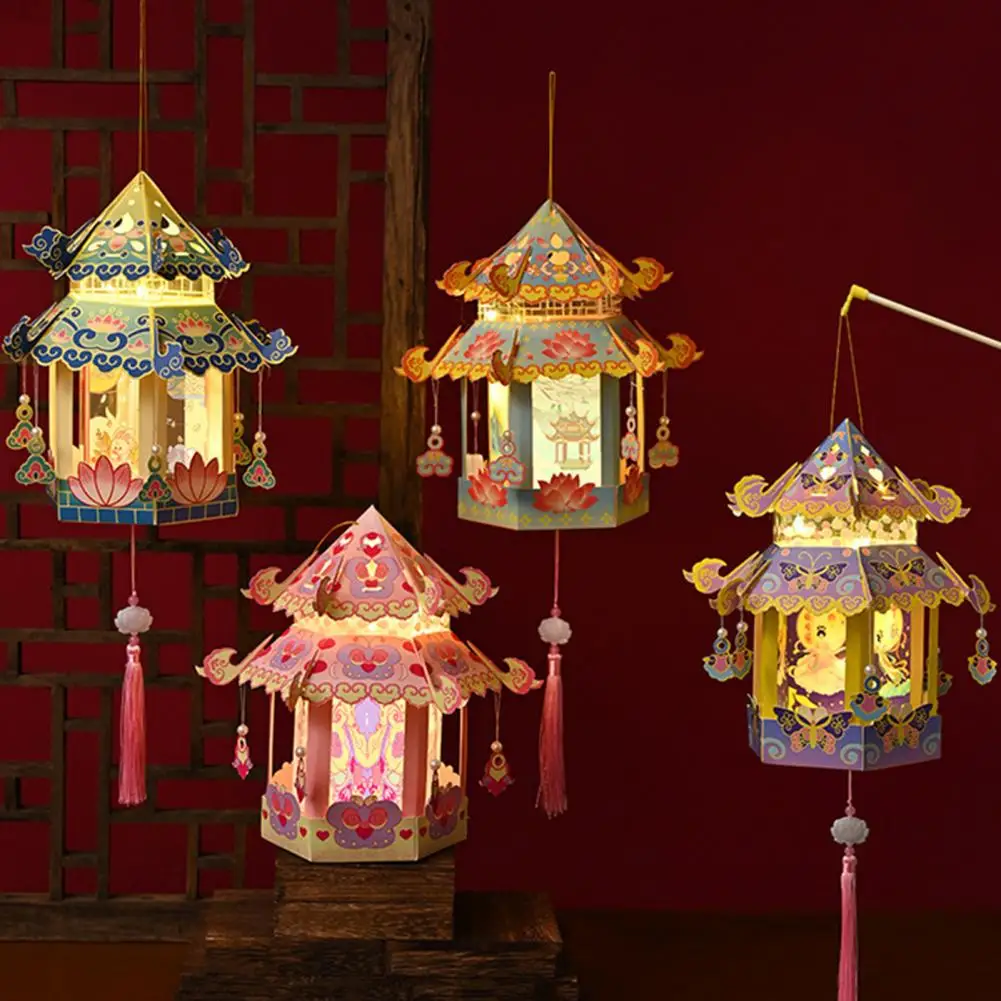 Brightly Colored Diy Lantern Colorful Lantern Making Set Handmade Diy Lantern Kits for Mid Autumn Festival for Parent-child