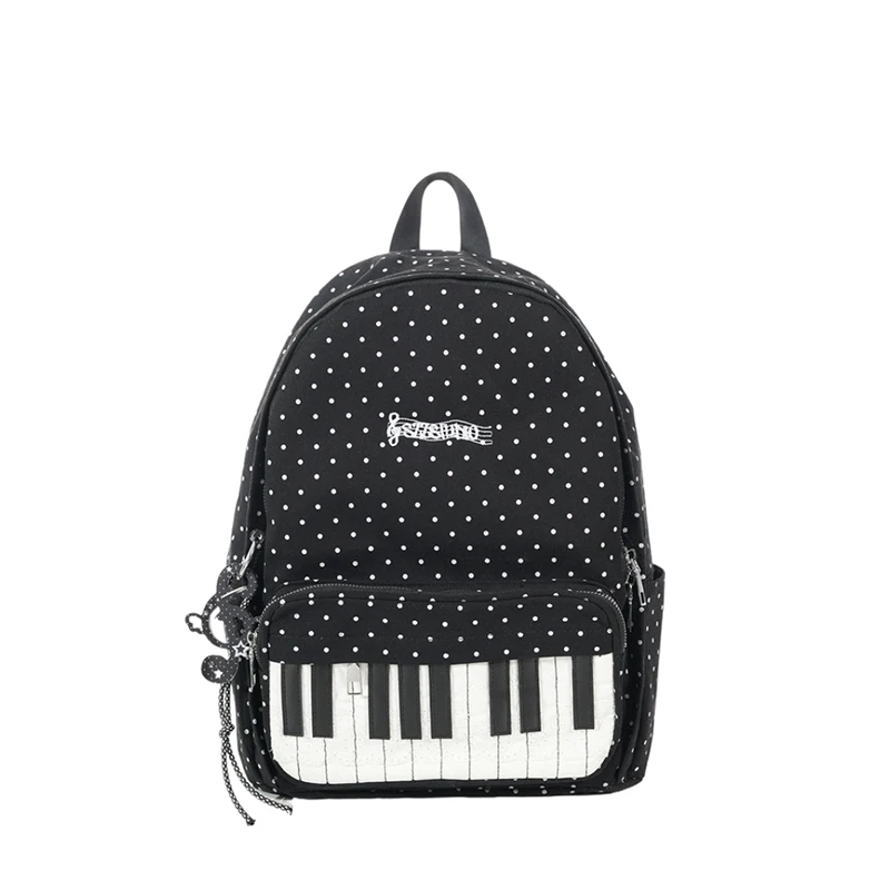 Piano Key Polka Dots Backpack Large Capacity Lightweight Vintage Laptop Backpack For Women Men Trendy Student School College Bag