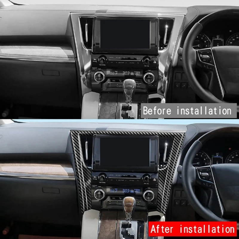 For Toyota Alphard/Vellfire 30 Series 2016-2023 Spare Parts Navigation Frame Central Control Display Trim Frame Carbon Fiber