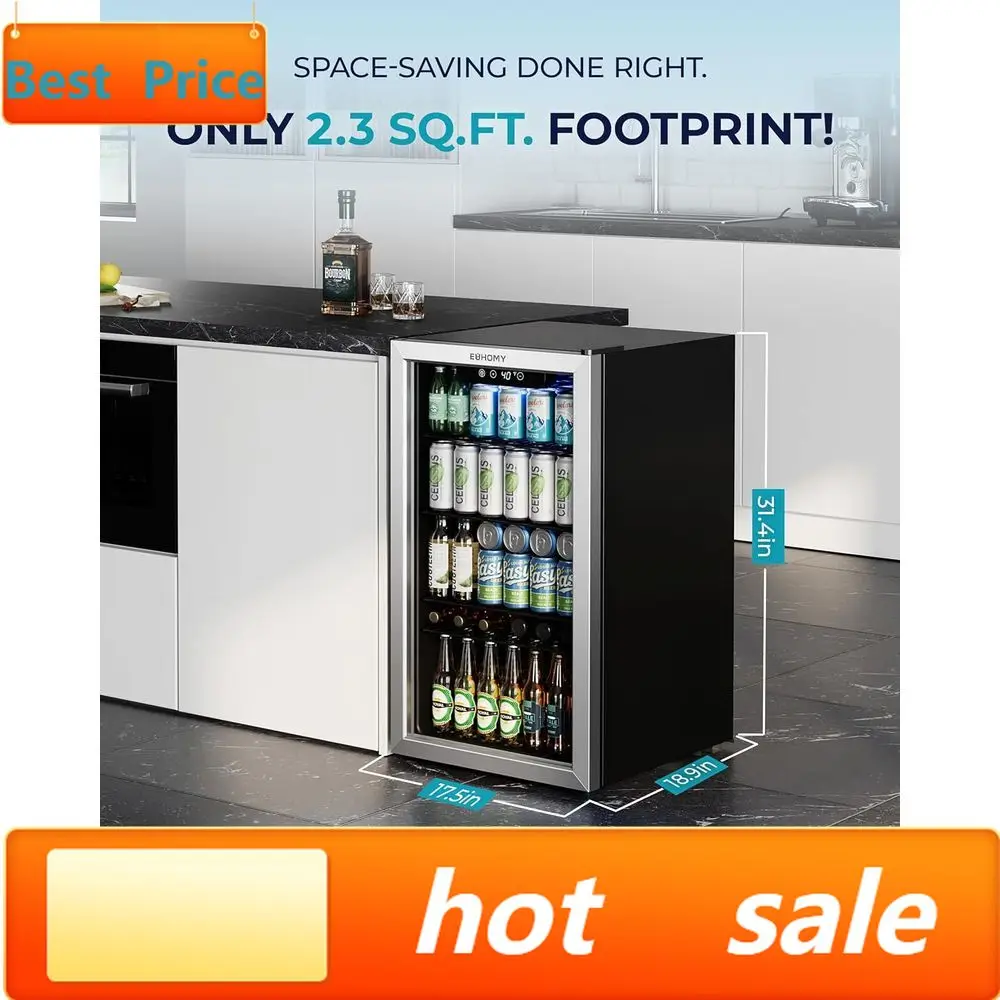 

PromotionGlass-Door Mini Fridge, 128-Can Capacity, Adjustable Shelves for Beverages, Ideal for Home, Bar, or Office, Silver Fini