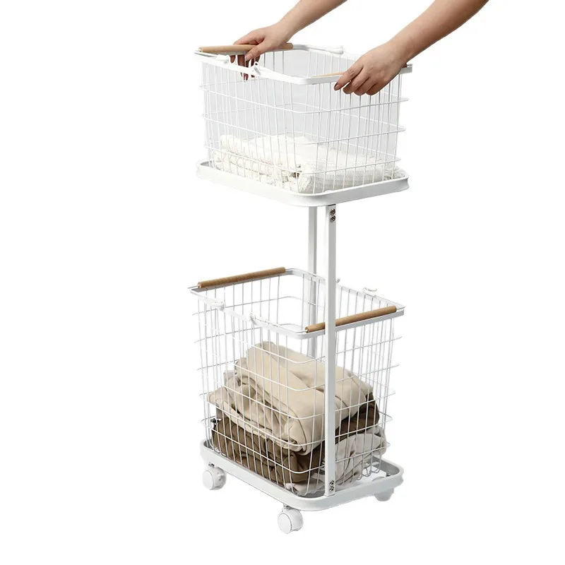 Double-layer laundry basket for household use, mobile high-value, storage basket