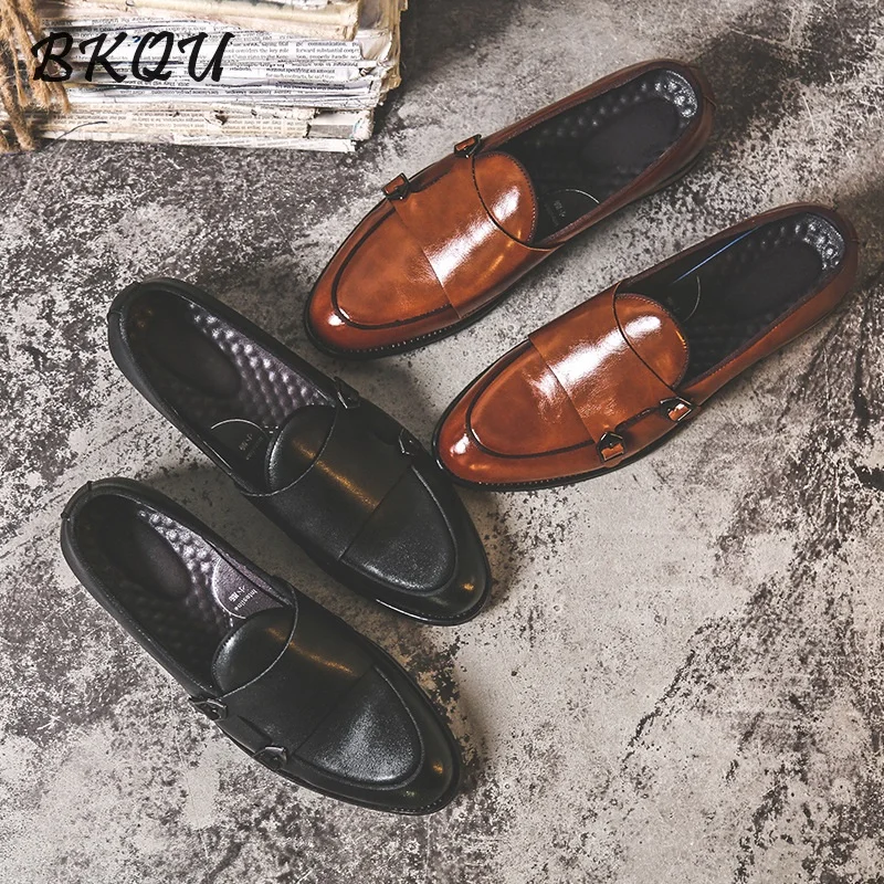 

BKQU British-style Small Leather Shoes for Men in The Autumn of 2025, Korean Version of Ankle Shoes, Pointed-toe Casual Shoes