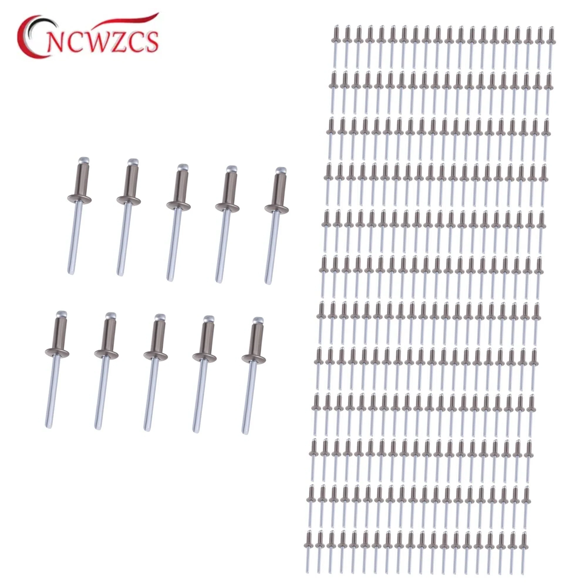 250pcs Dome Head Blind Rivets Steel Handle Stainless Steel Mandrel Exhaust Rivets 3/16