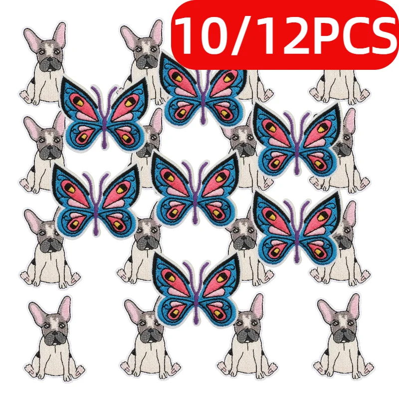 

10/12PCS Wholesale Lots/set of Cactus Car Embroidery Cloth Patches Mixed Wave Dog Patch Butterfly Flower Ironing Bag/hat/cloth