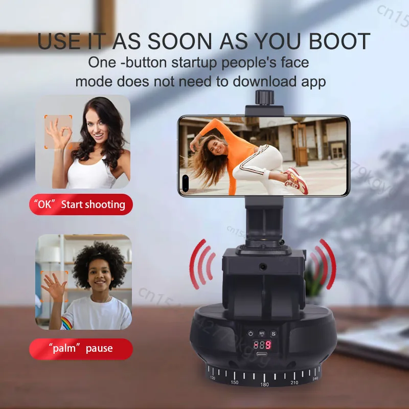 ZIFON YT-1200 Face AI intelligent Following Head Rotation Panoramic Remote Control Pan Tilt Motorized Tripod head Electric head