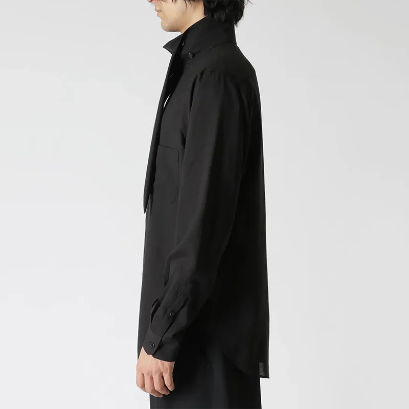 YOJI OOAK التصميم الأصلي زر قابل للتعديل وشاح الرقبة عالية الرقبة طويلة الأكمام قميص الفن مصمم