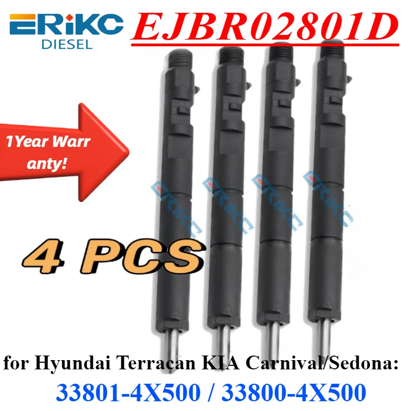 

4 шт. дизельных форсунок EJBR02801D CR 338004X500, топливные форсунки 338014X500 для HYUNDAI KIA Sedona Carnival 2.9L CRDI MPV