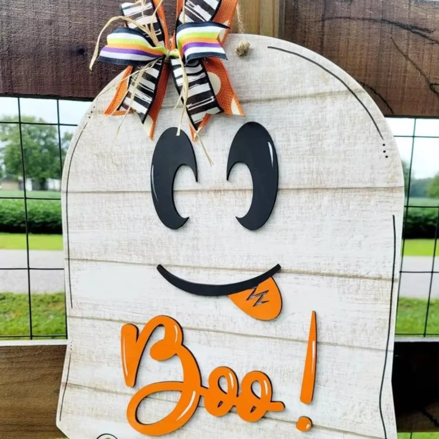 Factory Promotion Halloween Ghost Boo Decoration Wooden Doorplate All Saints' Day Gate Decoration