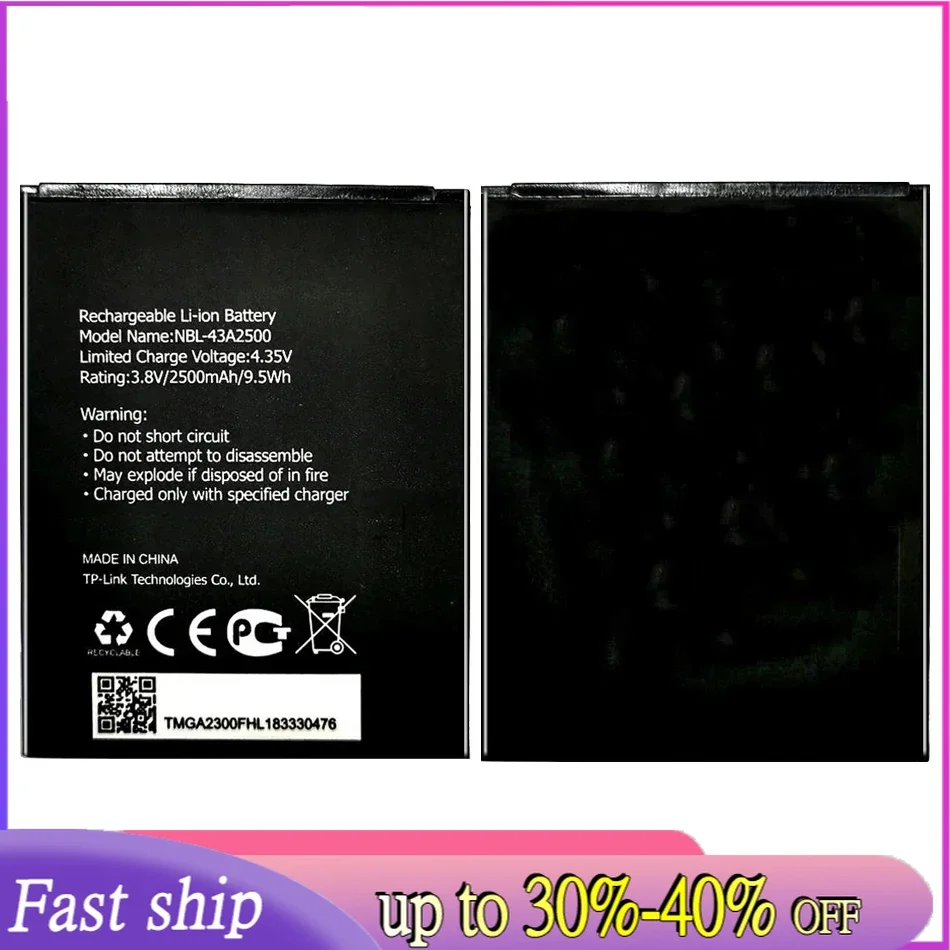 Аккумулятор для TP-Link Neffos C7s TP7051A TP7051C, 3,8 в, 2500 мАч