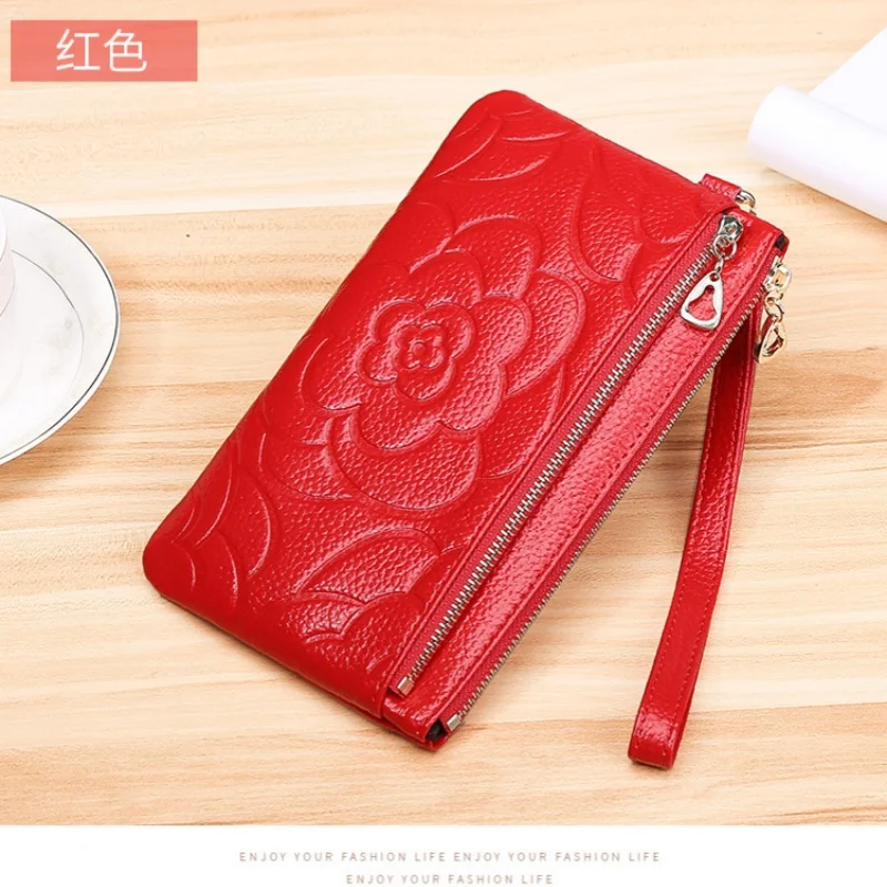 Explosive fashion leather coin purse versatile simple double layer clutch bag large capacity women's cell phone bag