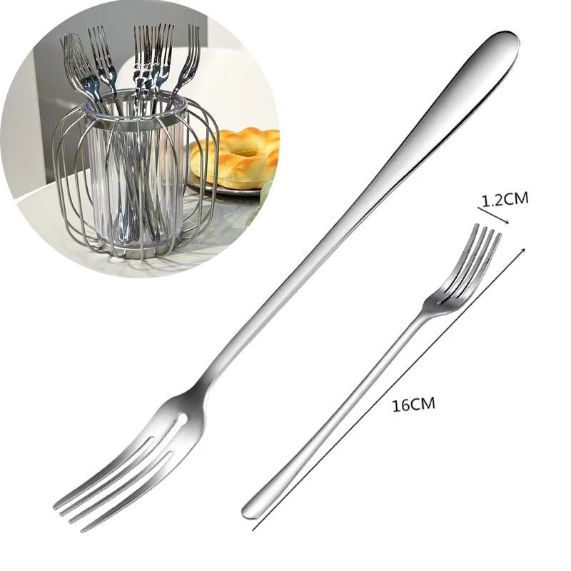 Glossy Metal Stainless Steel Fruit Fork, 16cm Household High-end Dessert Fork, Hotel Salad Servers Small Forks