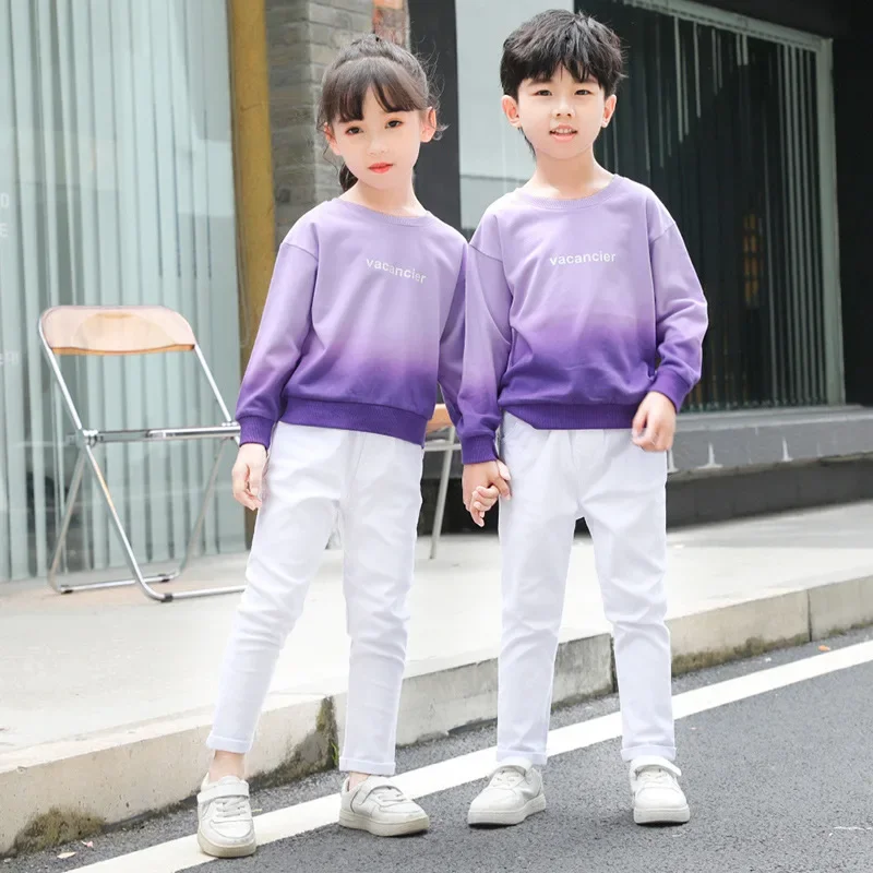 Sudaderas de manga larga moradas a juego para la familia, ropa de moda para padres e hijos, madre, padre e hija, hijo, misma ropa