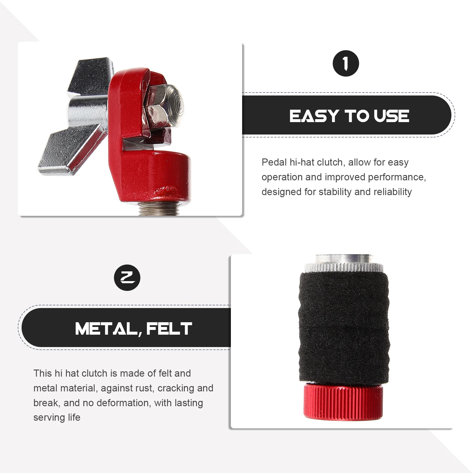 

Red Hat Clutch Drum Replacement Pedal Hardware Metal Felt Stable Control Jazz Drum Accessory Part percussion