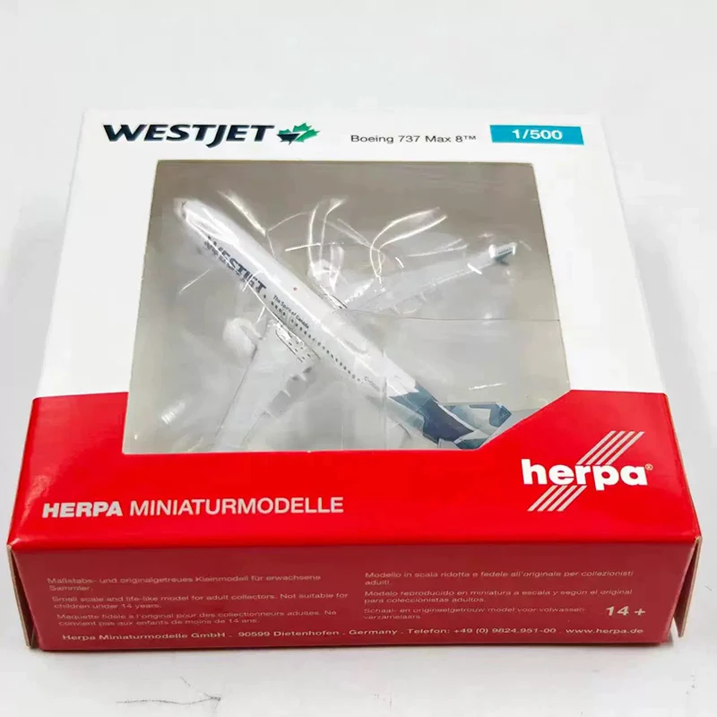Herpa 1:500 Scale WestJet Airlines (Canada) 537803 Simulated Alloy Toy Aircraft Model Classic Collection Static Display Gift