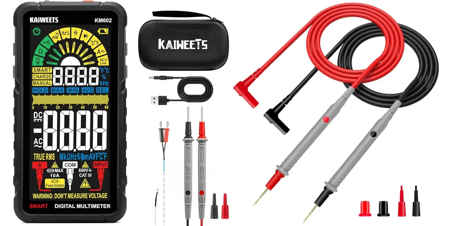 

KM602 Smart Multimeter with Auto Ranging & KET20 Gold-Plated Test Leads