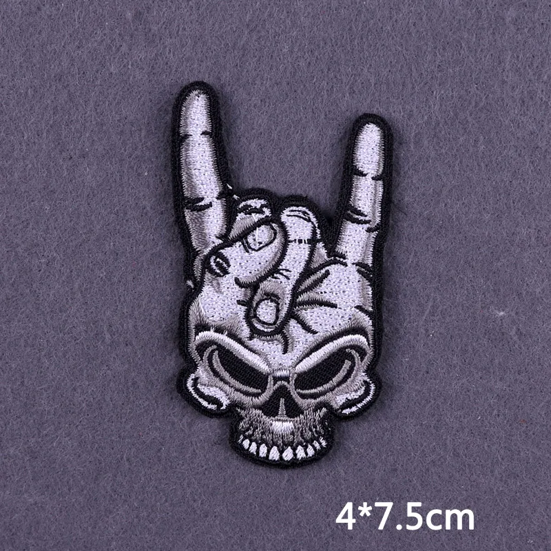 Flamme Schädel Patch Kleidung Punk Bestickt Patches Für Kleidung Eisen Auf Patch Auf Kleidung Thermoadhesive Patches Jacke Abzeichen DIY – Detail 40